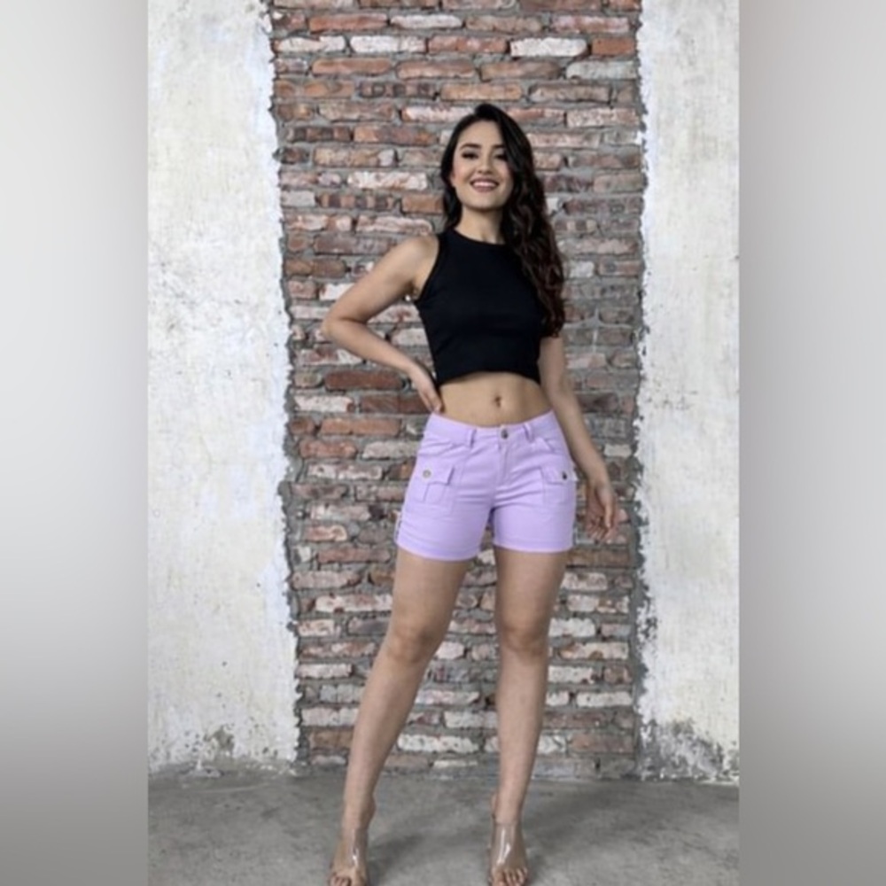 Flamingals stretchy light grayish-purple summer shorts size L MP-21